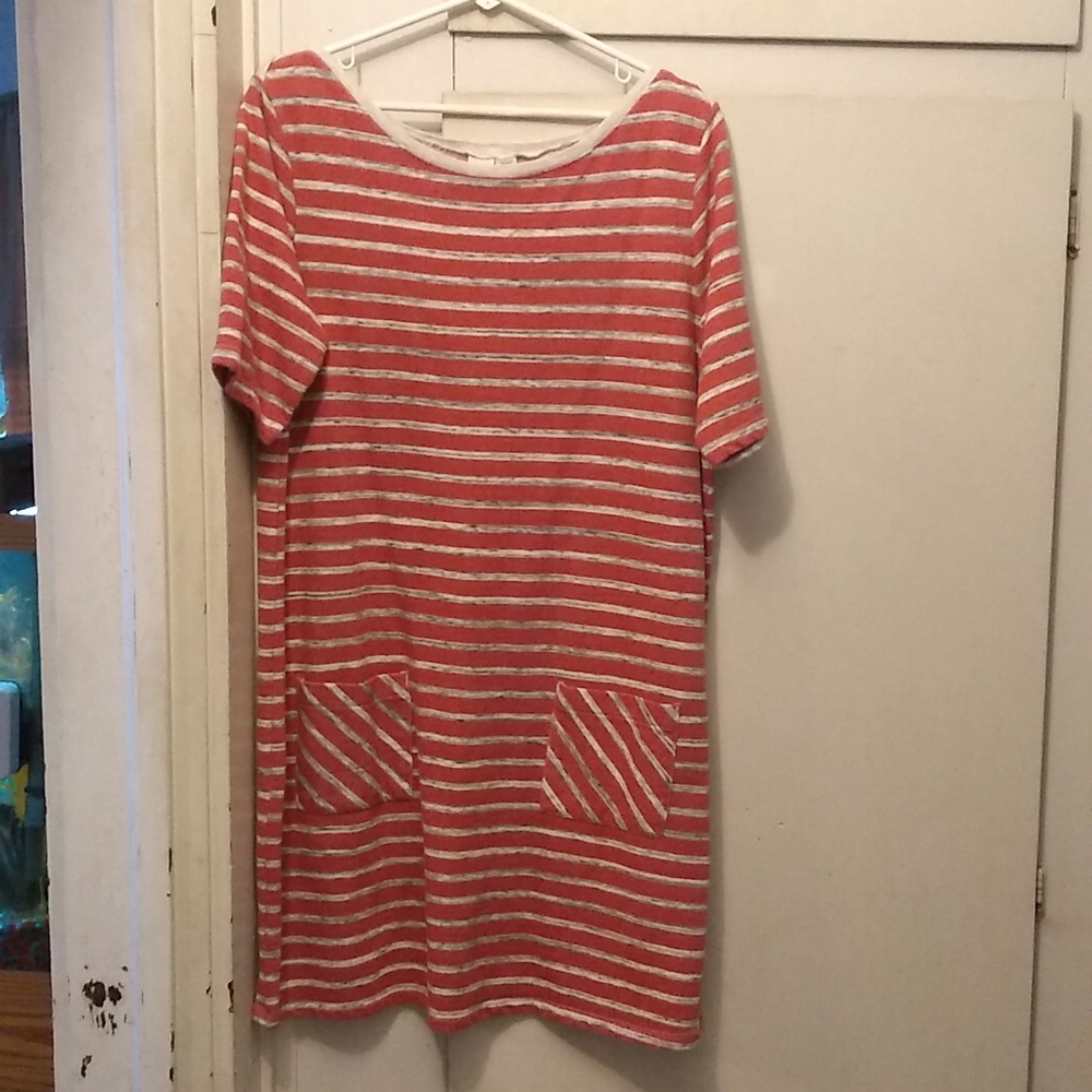 Rustic red and white striped dress